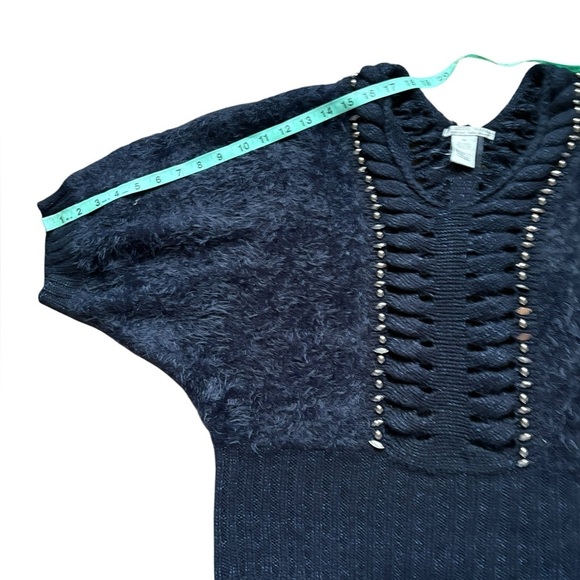 Alberto Makali vintage 3/4 puff sleeve semi cropped jeweled sweater size medium - Picture 5 of 7